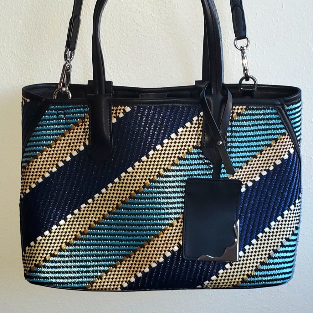 NWOT Calvin Klein Jacky Raffia Tote Shoulder Bag